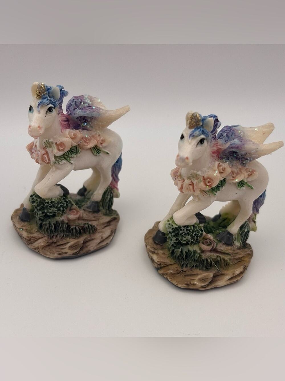Set of 2 Resin Miniature Glittery Unicorn Figurines from The Hamilton Collection